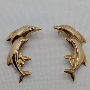 Gold Dolphin Earrings